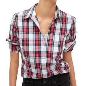 J. Crew Plaid Cotton Poplin Shirt in Signature Fit Size Small
